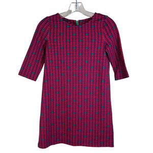 Vineyard Vines Whale Dress Girls M Blue Red 3/4 Sleeve Party Holiday Back Zip